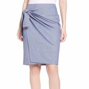 NWT Halogen Side-Tie Skirt Chambray Linen 2P